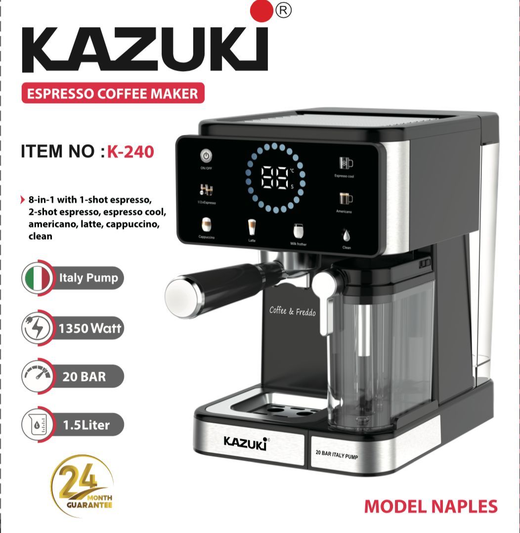 اسپرسوساز مخزن شیردار کد k-240 کازوکی مدل ناپولی